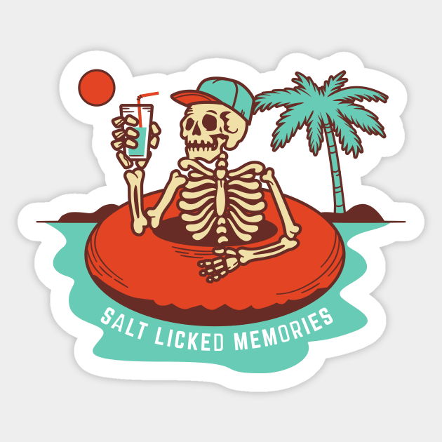 Salt Licked Memories Vintage Skeleton Sticker by waltzart